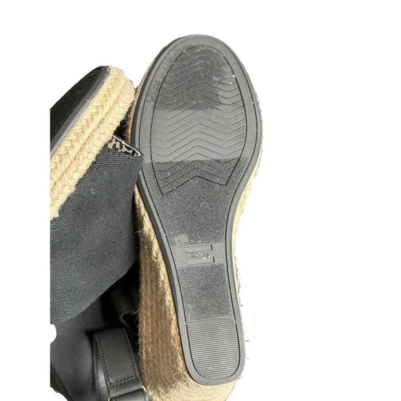 Toms Womens Marisol Wedge Sandal Adjustable Hook and Loop Strap Black Size 6M - Picture 11 of 12